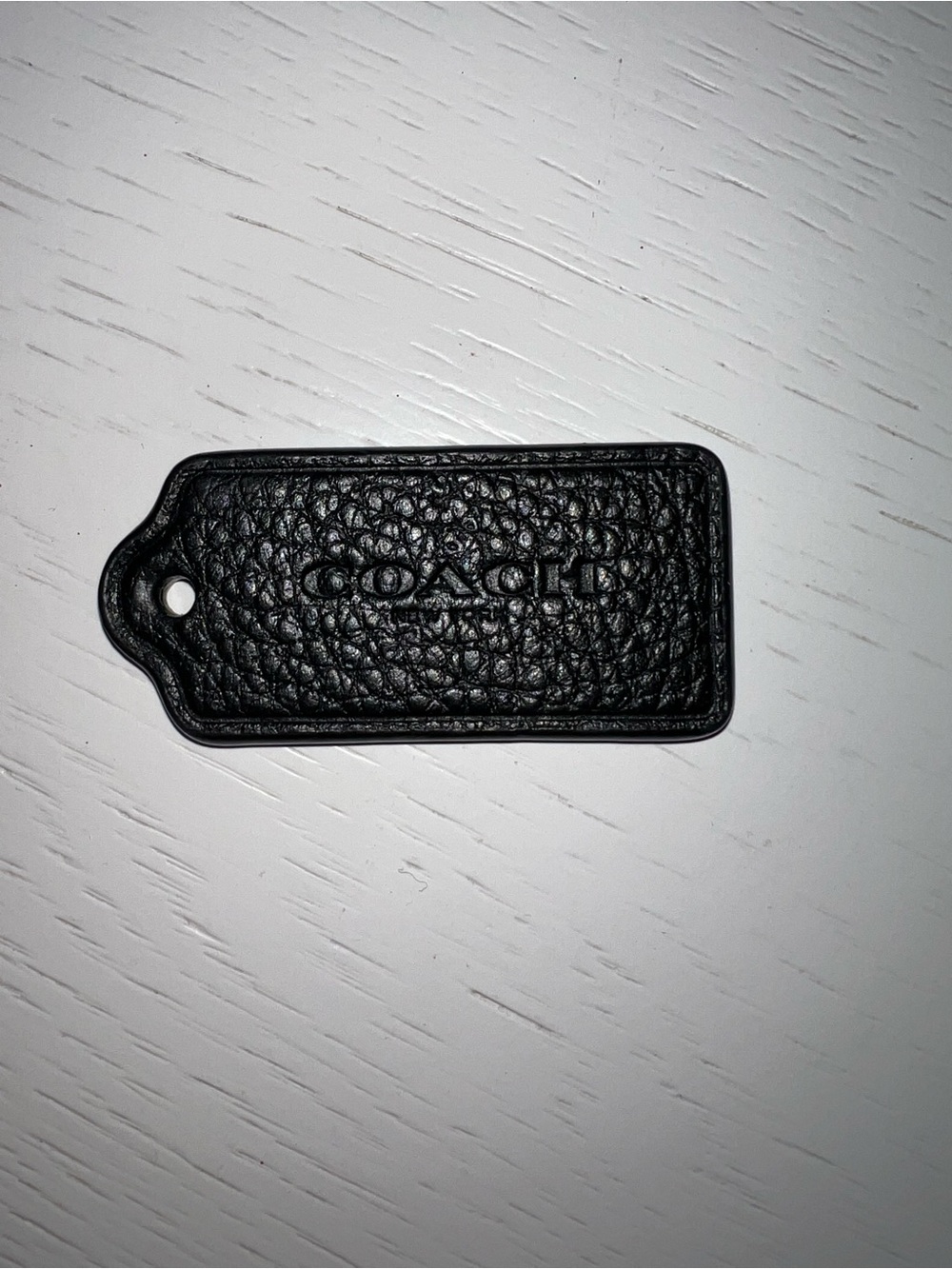 Coach Black Pebbled Leather Luggage Tag